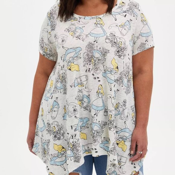 Torrid Disney Her Universe Size 4X Alice in Wonderland Handkerchief Hem Tee - Picture 1 of 7
